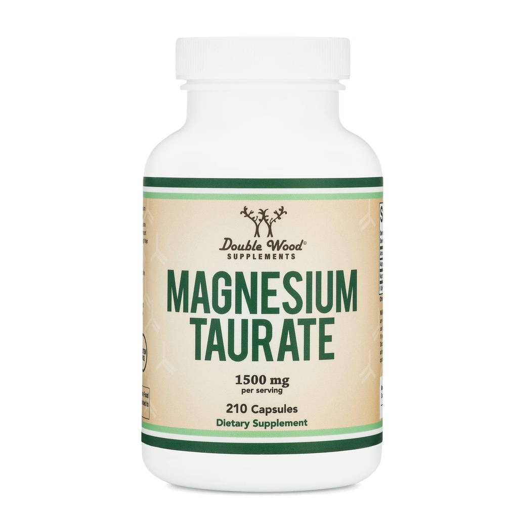 Suplemento de Taurate de Magnesio para Salud Cardiovascular a Niveles de Magnesio Boost (1,500 mg por Serving, 210 cápsulas Vegan) No GMO, Gluten Free, por Suplementos de Madera Doble