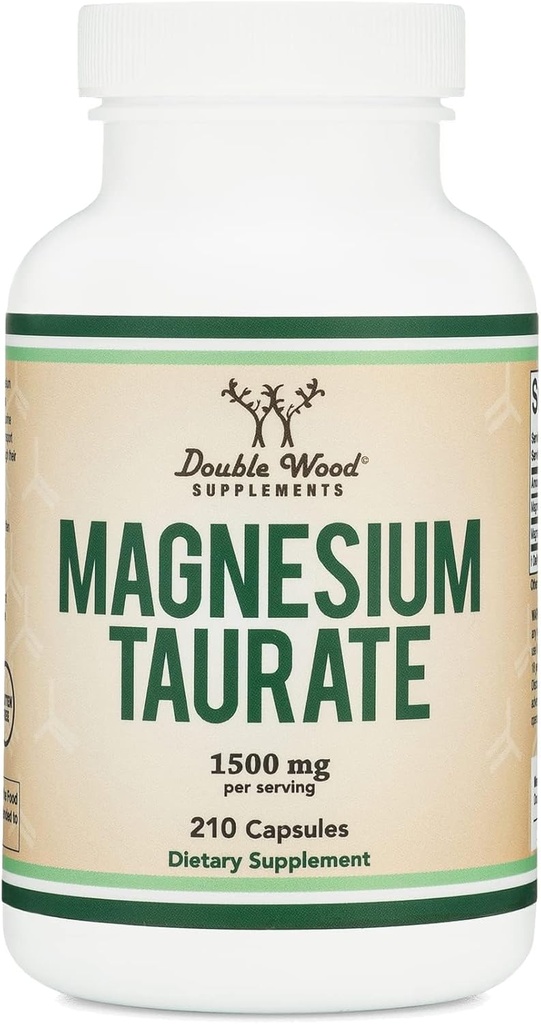 Suplemento de Taurate de Magnesio para Salud Cardiovascular a Niveles de Magnesio Boost (1,500 mg por Serving, 210 cápsulas Vegan) No GMO, Gluten Free, por Suplementos de Madera Doble