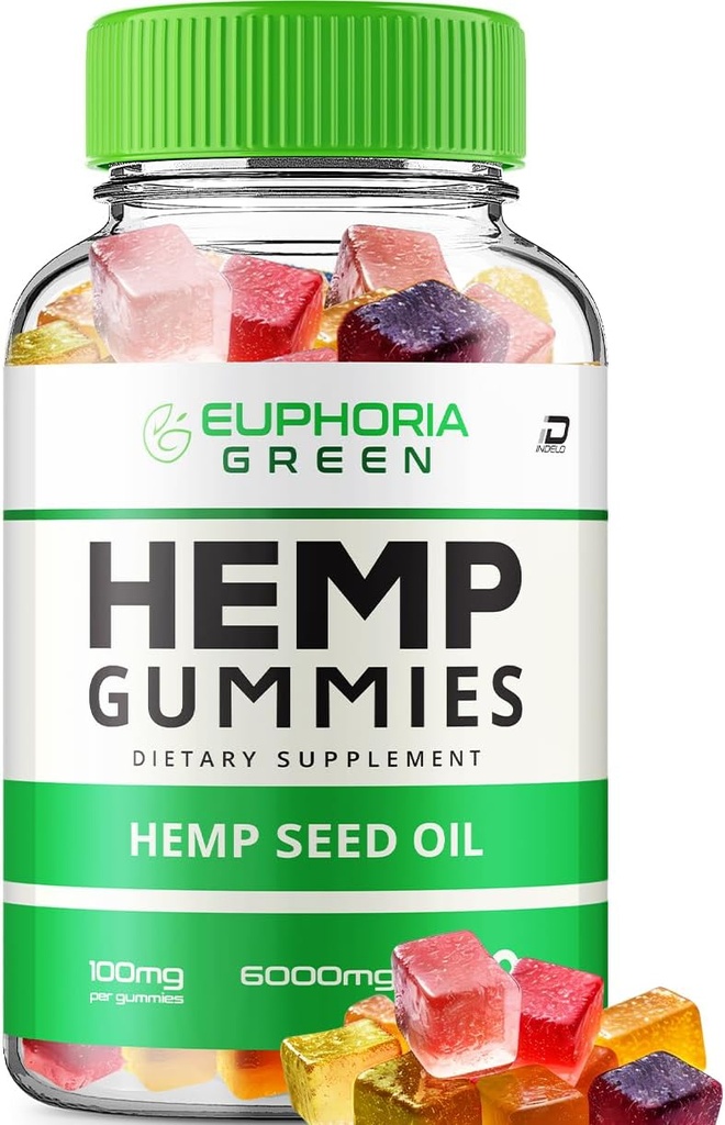 Euphoria Green Hemp Gummies - con Hemp Seed Extracto EuphoriaGreen Hemp Gummies Tinnitus Herbal Suplemento, Health and Wellness Support, All Natural Euphoria Green Hemp Gummy (1 Pack - 60 Gummies)