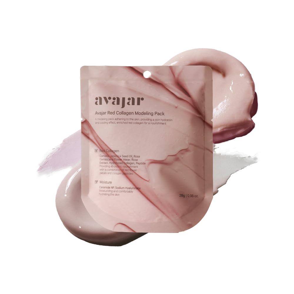 Avajar Red Collagen Modeling Pack | Hydrating Jelly Mask For Skin Pore Tightening & Lifting | Refreshing Peel-Off Mask | Collagen & Diatomaceous Earth, Ceramide | 0.98 oz