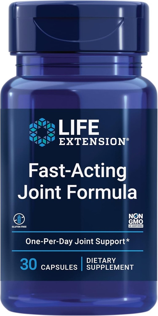 Extensión de la vida Fórmula conjunta de acción rápida, Keratin, Korean Angelica, hyaluronic Acid, Joint discomfort Relief, Non-GMO, Gluten-Free, 30 cápsulas