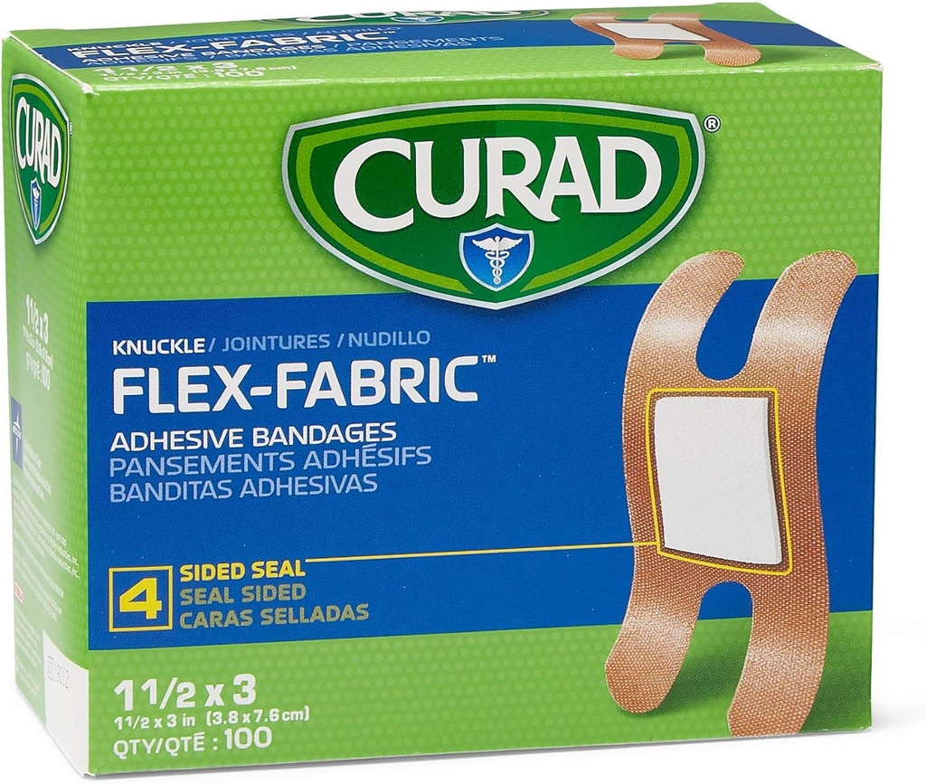 Bandas adhesivas CURAD Flex-Fabric, Knucle, 100 Ct, 1 BOX