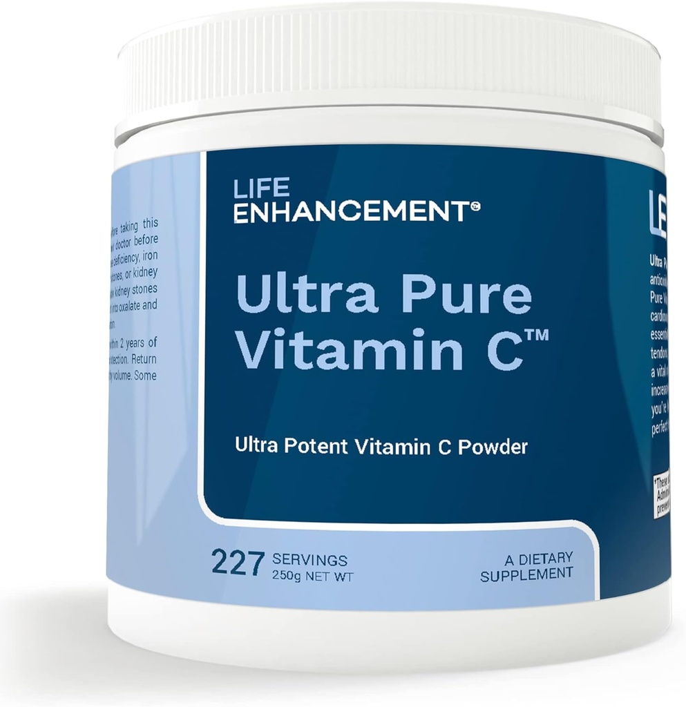 Life Enhancement Ultra Pure Vitamina C Powder - 1,100 mg Acid ascorbic Vitamina C Suplemento - 227 Servimientos
