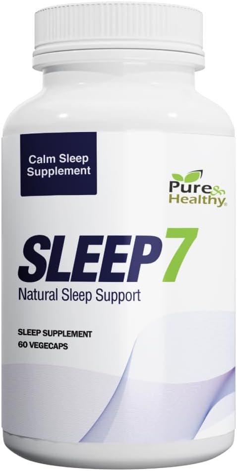 Puro &amp; sano sueño7 Natural Sleep Support w/Magnesium glycinate, Melatonin, L-Theanine, Valerian, Lemon Balm, GABA y Passion Flower