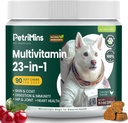23-in-1 Suplementos de vitaminas de perros, Trucos multivitamínicos para perros con Glucosamina &amp; Omega-3, Apoyo integral para la articulación de caderas, Digestión, Salud inmune, Esquía, Corazón - 90ct, Pollo