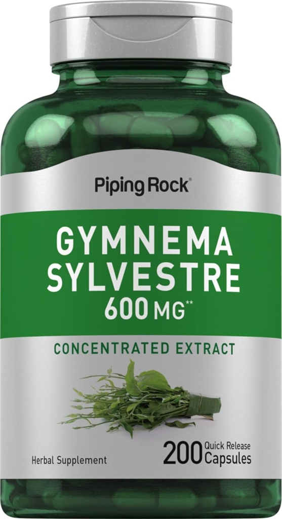 Piping Rock Gymnema Sylvestre Suplementos 600 mg  200 Capsules ¦ Concentrated Herbal Extract ← Non-GMO y Gluten Free