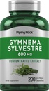 Piping Rock Gymnema Sylvestre Suplementos 600 mg  200 Capsules ¦ Concentrated Herbal Extract ← Non-GMO y Gluten Free