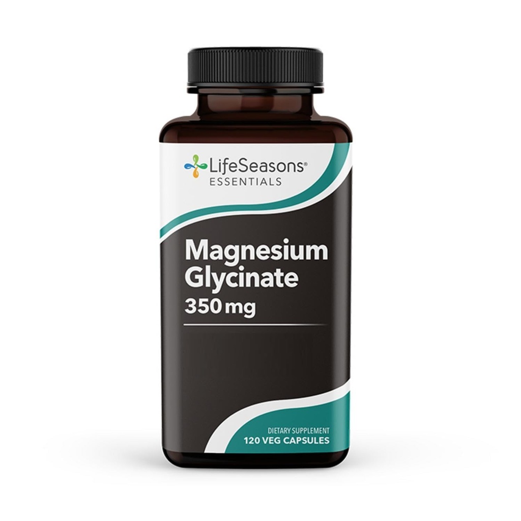 LifeSeasons Magnesium Glycinate 350mg - Suplemento para apoyar el alivio del estrés, el sueño, la salud cardíaca, los nervios, los músculos y el metabolismo - 120 cápsulas