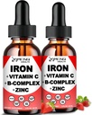 2 Pack Liquid Iron Supplement w/ Vitamina C, A, B-Complex, Vegan Iron Drops High Potency Liquid Vitamin & Iron Supplements for Women, Men &amp; Children -Support Red Blood Cell, Energy, Anemia &amp; Fatigue