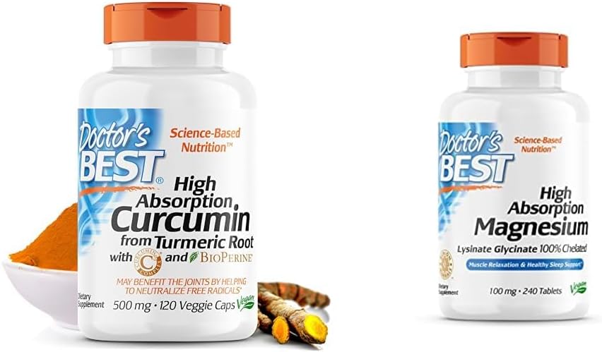 Mejor DrB-00107 Curcumina de alta absorción del doctor de Turmeric Root con Complejo C3 &amp; BioPerine 500mg &amp; alta absorción Magnesium Glycinate Lysinate, 100% Chelated, Non-GMO, Vegan, Gluten