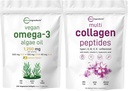 Micro Ingredientes Multi Collagen Protein Powder 16oz & Vegan Omega 3 Algae Oil Supplement Bundle 2 Pack ← Peptides Collagen Grass-Fed Collagen ← Omega-3 Full Spectrum Alternative to Fish Oil
