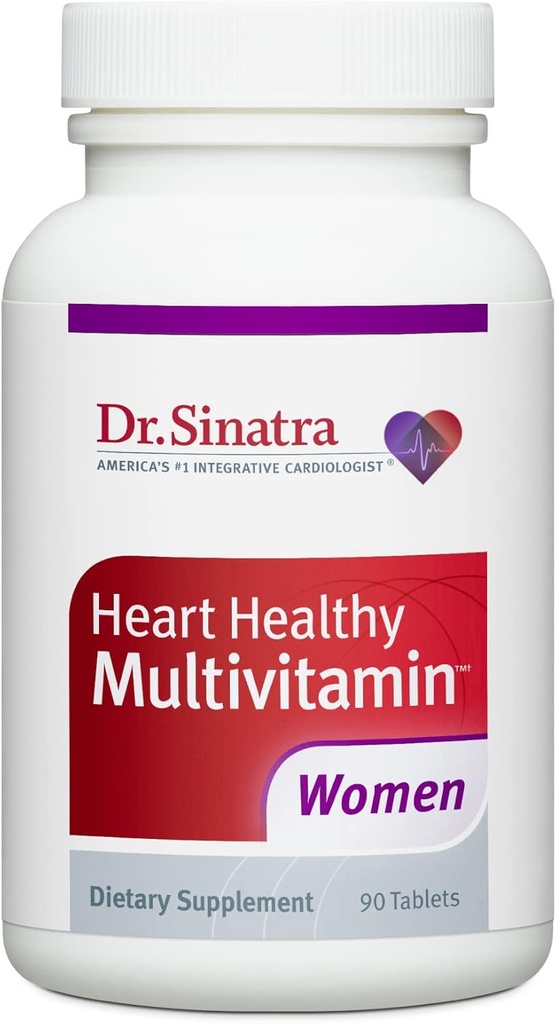 Dr. Sinatra Heart Healthy Multivitamin for Women with Vitamin D 1000 IU, A, B12, C, E, Biotin, Folate y Zinc, 90 Tablets (30-Day Supply)