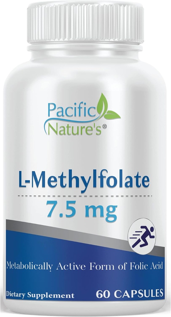 L-Methylfolate de Pacific Nature 7.5mg (60 cápsulas) Forma natural y activa de Folate para el soporte general de salud - Gluten Free, Non-GMO