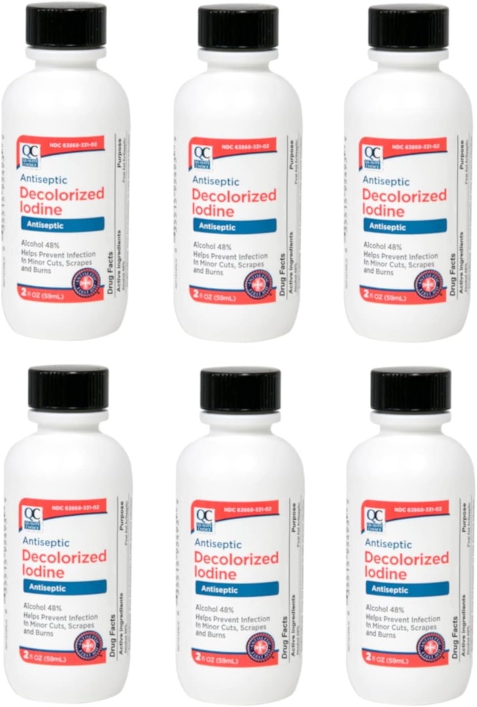 Calidad Elección Antiséptica Iodine decolorado 2 Fl. Oz. - 6 Pack