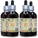 Kava Kava (Piper Methysticum) Tincture, Dried Root Liquid Extract (Marca: HerbalTerra, Proudly Made in USA) 4x4 fl.oz (4x120 ml)