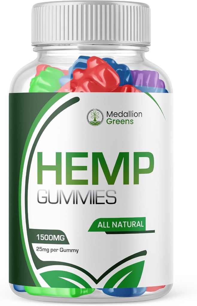 Medallion Greens Gummies - Medallion Greens Hemp Gummies Advanced Strength Performance Hemp Blend Formula, Big Size Gummy with 25mg Hemp Extract, Great Taste 1500mg Por Bottle, New 2024 (60 Gummies)