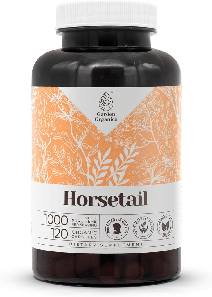 Caballo 120 Capsules ← Suplementos dietéticos herbarios de alta potencia ← Hecho con cápsulas vegetales y cola de caballo (Equisetum arvense) Herb seco (120 conteo)