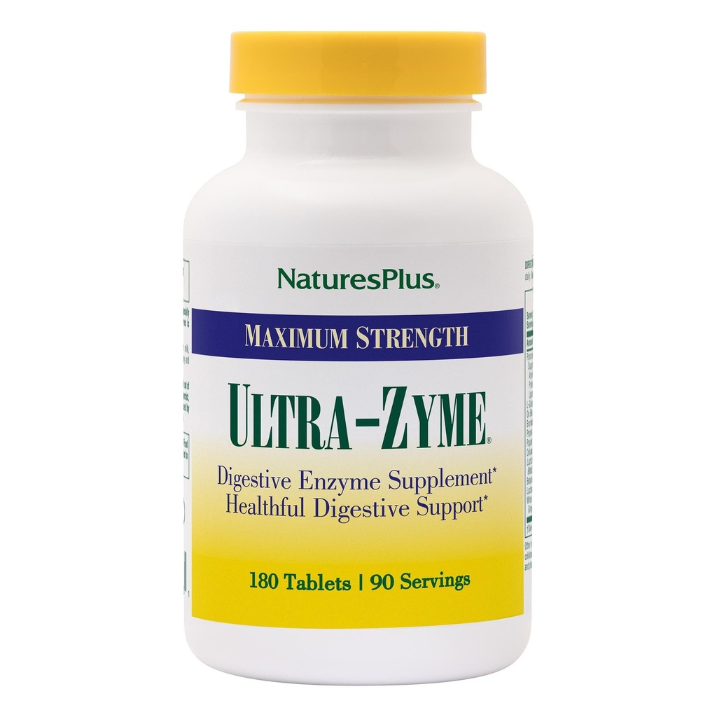 NaturesPlus Ultra-Zyme - 180 Tablets - Suplemento Enzyme para apoyar la digestión saludable - Gluten Gratis - 90 Servings