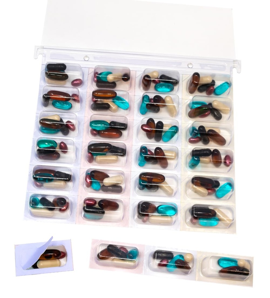 Cold Seal Medication Blister Cards, 2XL Controlled & Unit Dose Pill Packaging System 6 Pack, Color Coded, Easy Perforated Separation, No se necesita equipo de sellado