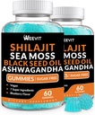 Shilajit Sea Moss Ashwagandha Gummies with Turmeric, Black Seed Oil, Vitamin C D for Men &amp; Women, Shilajit and Ashwagandha Gummy, All in 1 Supplements for Immune, Absorption &amp; Energy Support
