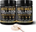 Keto Multi Collagen Peptides 16.2 oz, Pack of 2 - Bone Broth Protein Powder, 5 Tipos Collagen Hidrolyzed, MCT Oil, Unflavored Protein Powder for Joint, Skin, Hair & Gut Health