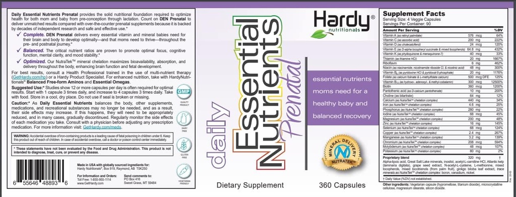 Nutrientes esenciales diarios Prenatal: El suplemento prenatal más completo para las madres embarazadas y enfermeros - micronutrientes de espectro amplio