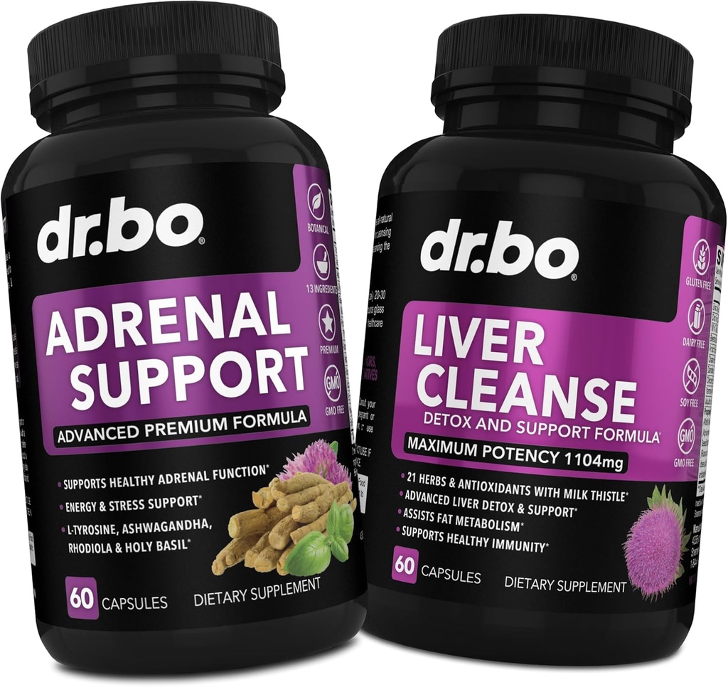Adrenal Support Cortisol & Liver Cleanse Detox Supplement - Adrenal Fatigue Supplements for Cortisol Health - Liver Gallbladder Care Formula Capsules & Natural Milk Thistle Dandelion Supplements
