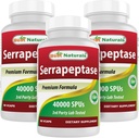 Mejores Naturales Serrapeptase 40000 SPU 90 Vcaps (90 Cuenta (Pack of 3))