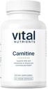 Nutrientes vitales Carnitina 500mg ← L-Carnitine Suplemento para la salud cardíaca Apoyo a la energía Vegan Suplemento de apoyo a la energía viva Gluten, Dairy, Soy Free ← Non-GMO