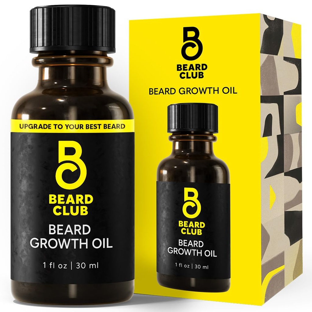 Beard Club - Beard Growth Serum con Castor Natural, Coco y Avocado para crecer un Thicker, barba más completa, Llenar en parches y estimular el crecimiento del pelo facial saludable