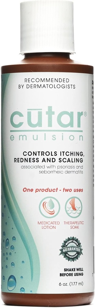 Crema de emulsión de cutar - Loción de tar de carbón para el alivio de la eccema, la psoriasis y la dermatitis - Ayuda a calmar la picazón de la piel flamenca, la enrojecimiento, la sequedad y la inflamación