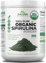 Zazzee Organic Spirulina Powder, 2.2 Pounds (1 KG), USDA Certified, 303 Servings, Kosher, 100% Pure, Non-Irradiated, Mess-Free Wide Mouth Container, Fresh Smell and Neutral Taste, Non-GMO, Gluten-Free