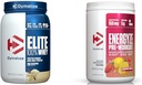 Dymatize Whey Protein and Pre Workout Combo, Elite 100% Whey Protein Powder Gourmet Vanilla 26 Serve, Energyze Pre Workout Powder para Hombres y Mujeres Strawberry Lemonade Flavor 30 Serviciones