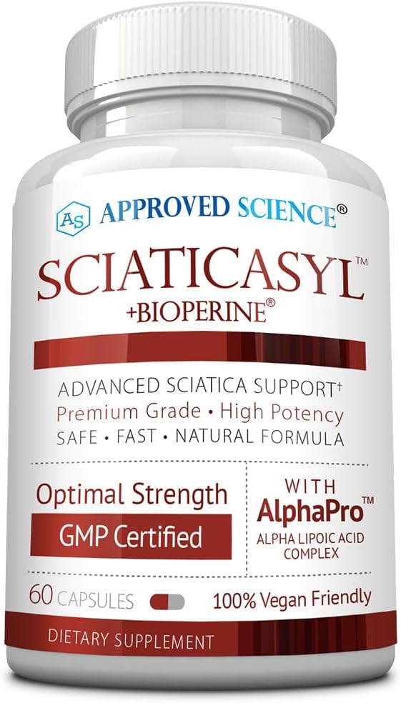 Ciencia Aprobada Sciaticasyl - Optimal Sciatic Nerve Support - B Vitaminas, Magnesio, Ácido Alfa-Lipoico, BioPerine - Vegan - 60 cápsulas