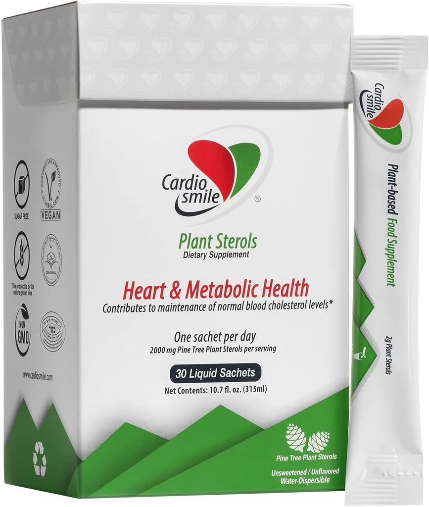 2000mg Plant Sterols soporta niveles de colesterol saludables con 1400mg beta-Sitosterol para el soporte de salud metabólico del corazón, 30 días de suministro en paquetes líquidos de uso único