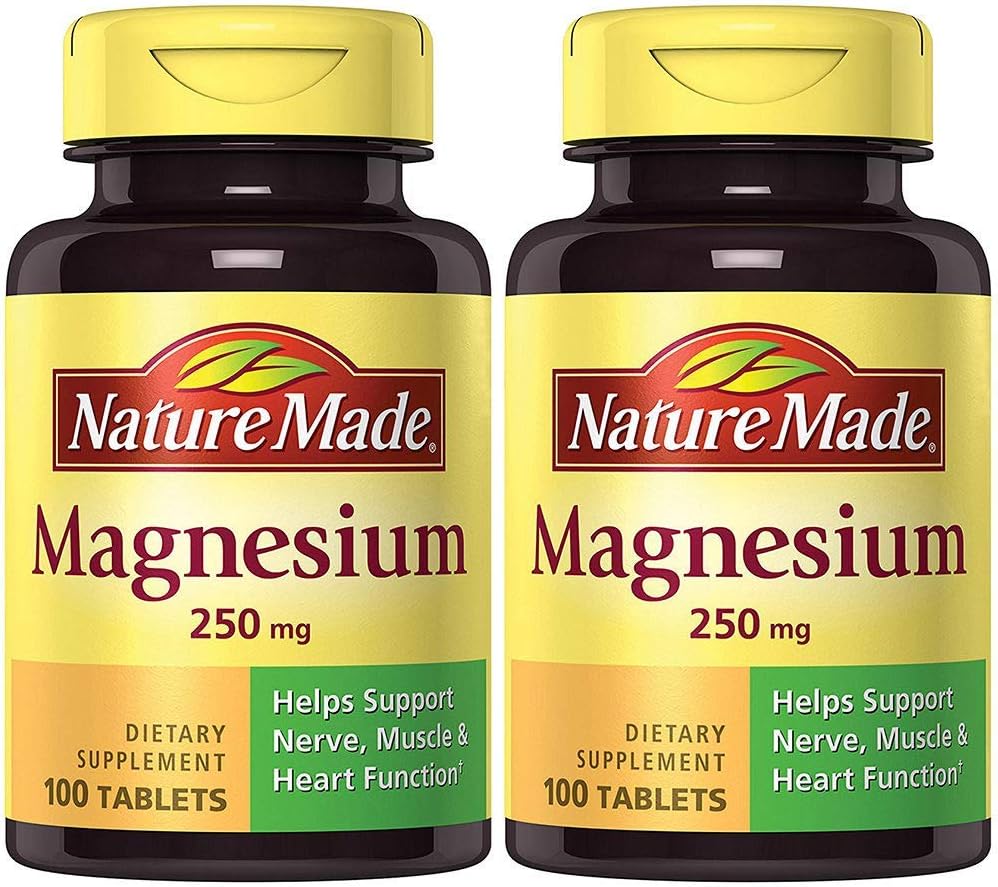 Nature Made Magnesium (Oxide) 250 mg, 100 Tablets (2 Bottles)