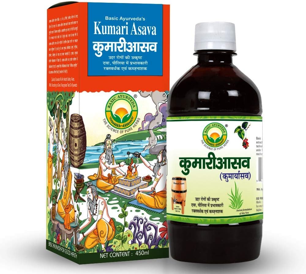 Basic Ayurveda Kumari Asava 450ml Eficaz en Problemas del hígado > Mejorar la digestión ¦ Mejorar Appetite ← Aliviar el uso en el estómago Problema relacionado