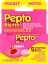 Pepto Bismol Pocket Tablas para Nausea, Heartburn, Indigestion, Upset Stomach y Diarrhea - 5 Symptom Fast Relief, Cherry Flavor 24 ct