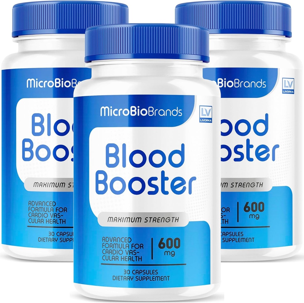 (3 Pack) Microbio Blood Booster, Microbio Blood Booster Pills, Micro Bio Brand Blood Booster, Micro Bio Blood Booster Advanced Formula, Microbio Marcas BloodBooster, 90 cápsulas para 3 meses