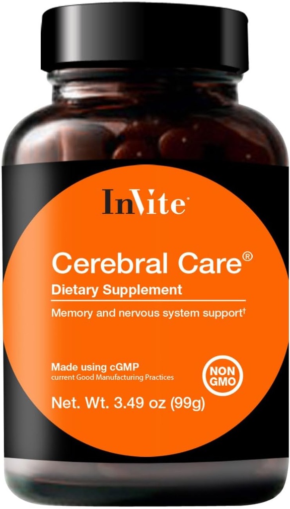 Invite Health Cerebral Care™ - Supports Brain Health Including Memory, Focus, Attention and Mood - Contains Inositol, Acetyl-L-Carnitine, Choline, Phosphatidylserine, Astaxanthin - 30 Servings