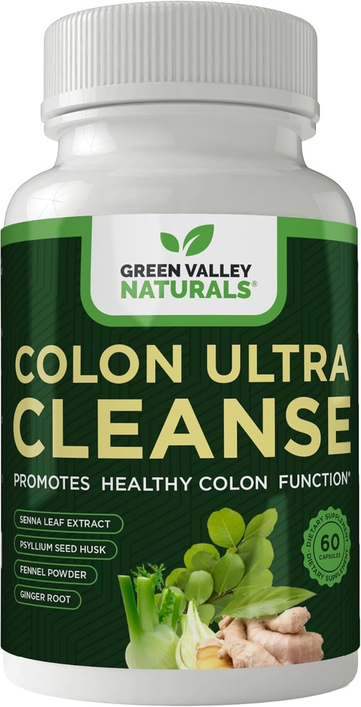 Colon Cleanse - Solución Natural a Colon Health - Natural Laxative - Constipation Relief - Gut Detox - Probióticos - Empieza a trabajar en 24 horas - Admite Rhythms Natural Bowel (1 Botella, 60 Cuenta)