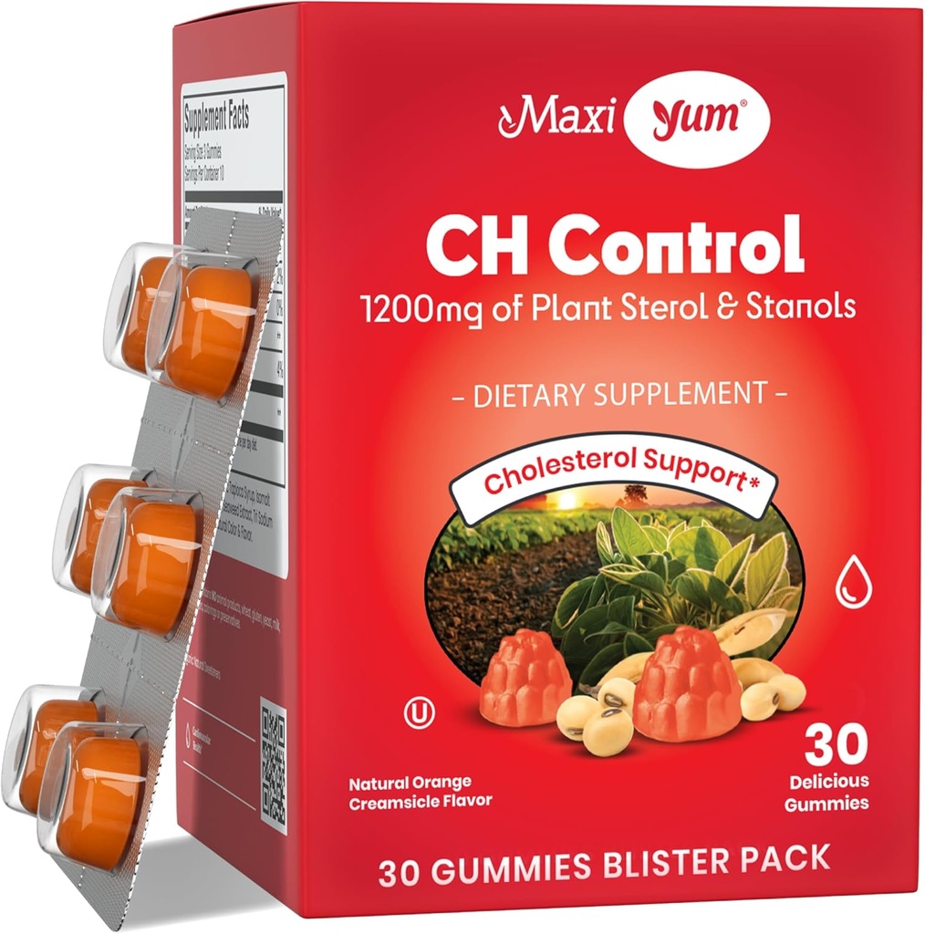 Maxi Health - Cholesterol Gummies con 1200 mg de Sterols vegetales & Stanols - Kosher Gluten Free Healthy Cholesterol Suplementos 60 ct