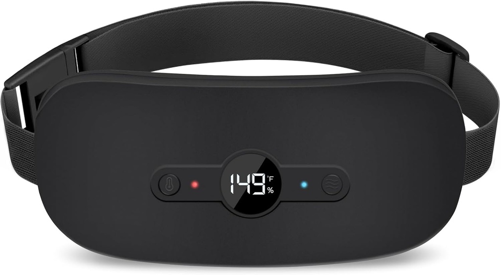 AHORAWISH Calefacción Pad para el período de calambres Pain Relief, Portable Electric Cordless Menstrual Calefacción Pad recargable con 6 niveles de calor y 6 modos de masaje, Regalos de Navidad para Mujeres Adolescentes, Negro