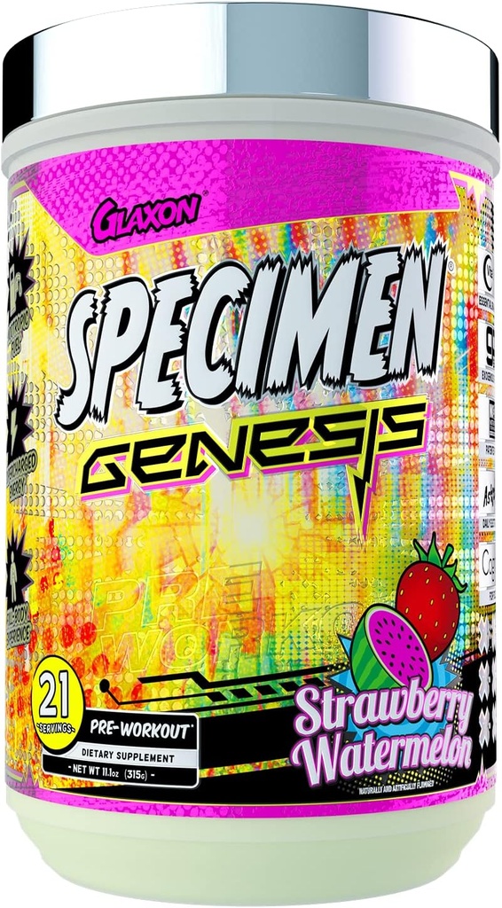 Specimen Full Spectrum High Stimulant Pre-Workout Powder  sometida Supercharged Energy & Muscle Pumps + Focus " Hydration TEN Great Far-Out Flavors (Strawberry Watermelon V3)
