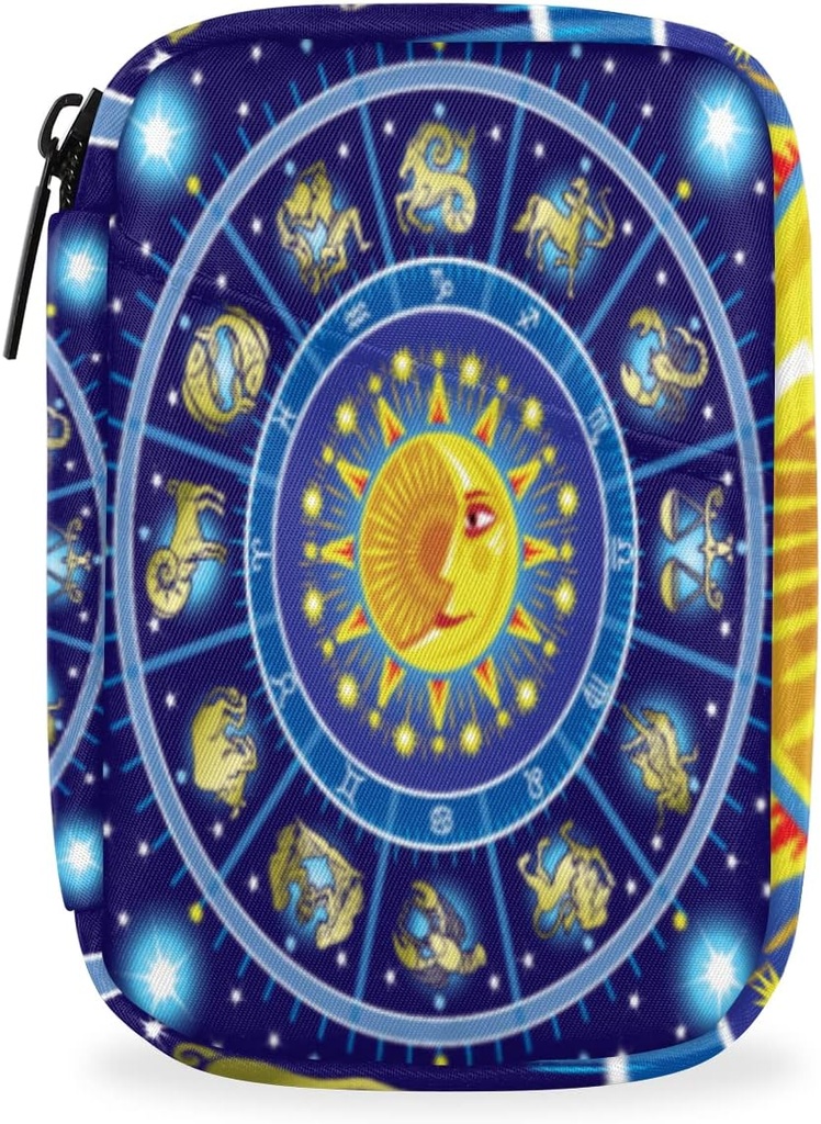 Horoscopio Circle Pill Funda Medicina Semanal Organizador con bolsa de viaje Caja de píldoras de siete días Suplemento Caja de vitaminas Píldoras de aceite de pescado Holder