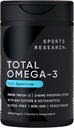 Sports Research® Total Omega-3 Fish Oil 2200mg - Made from Antarctic Krill w/Astaxanthin, Wild Sockeye Salmon & Alaska Pollock - 960mg de EPA &amp; DHA - 120 Softgels
