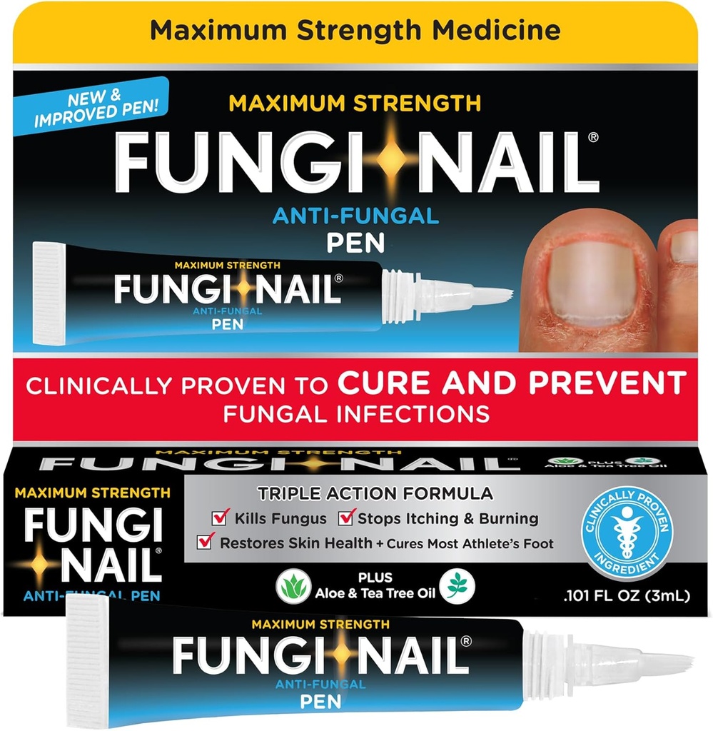 Fungi-Nail Pen Applicator Anti-Fungal Solución, mata hongo que puede llevar al pie de Nail &amp; Athlete con Tolnaftate &amp; clínicamente probado para curar y prevenir infecciones fúngicas, 0.101 Fl Oz (Pack de 1)