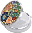 Nipichsha Pill Box, Small Pill Case for Purse & Pocket, Cute Travel Medicine Organizer, Portable Medicine Container Holder to Hold Vitamins, Medication, Fish Oil &amp; Supplement, Mandala Flower