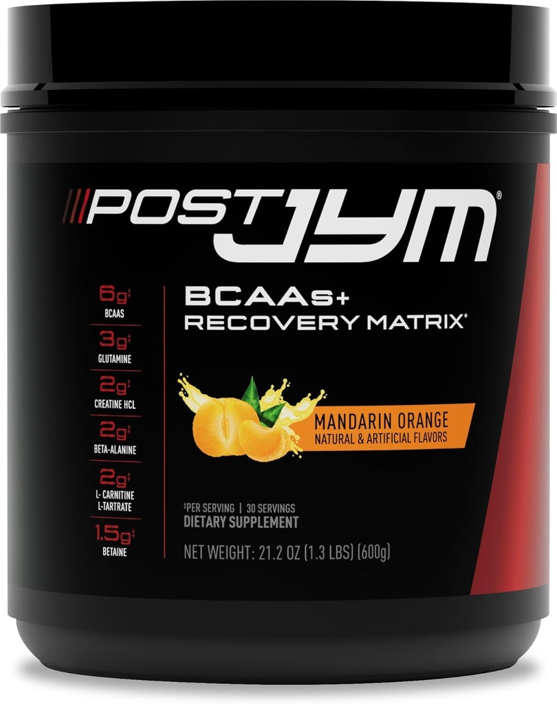 JYM Supplement Science Post JYM Active Matrix Mandarin Orange Amino Recovery Powder Pure Creatine HCL, BCAA, Glutamine, Carnitine, Betaine, Taurine for Strength, Repair, Performance 30 Servings