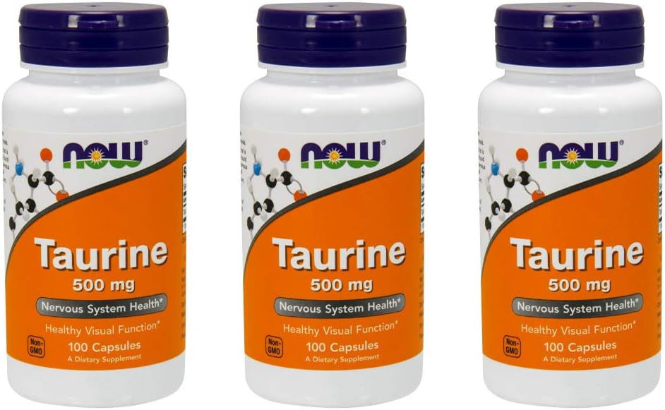 Ahora Taurine 500mg, 100 cápsulas (Pack of 3)